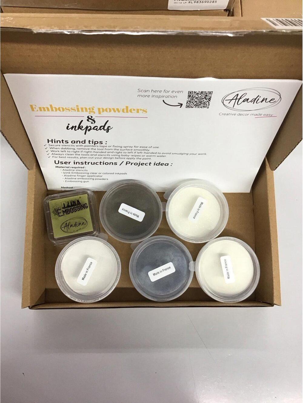 Aladine embossing powders & inkpad 6 pc brand new in box from HSN